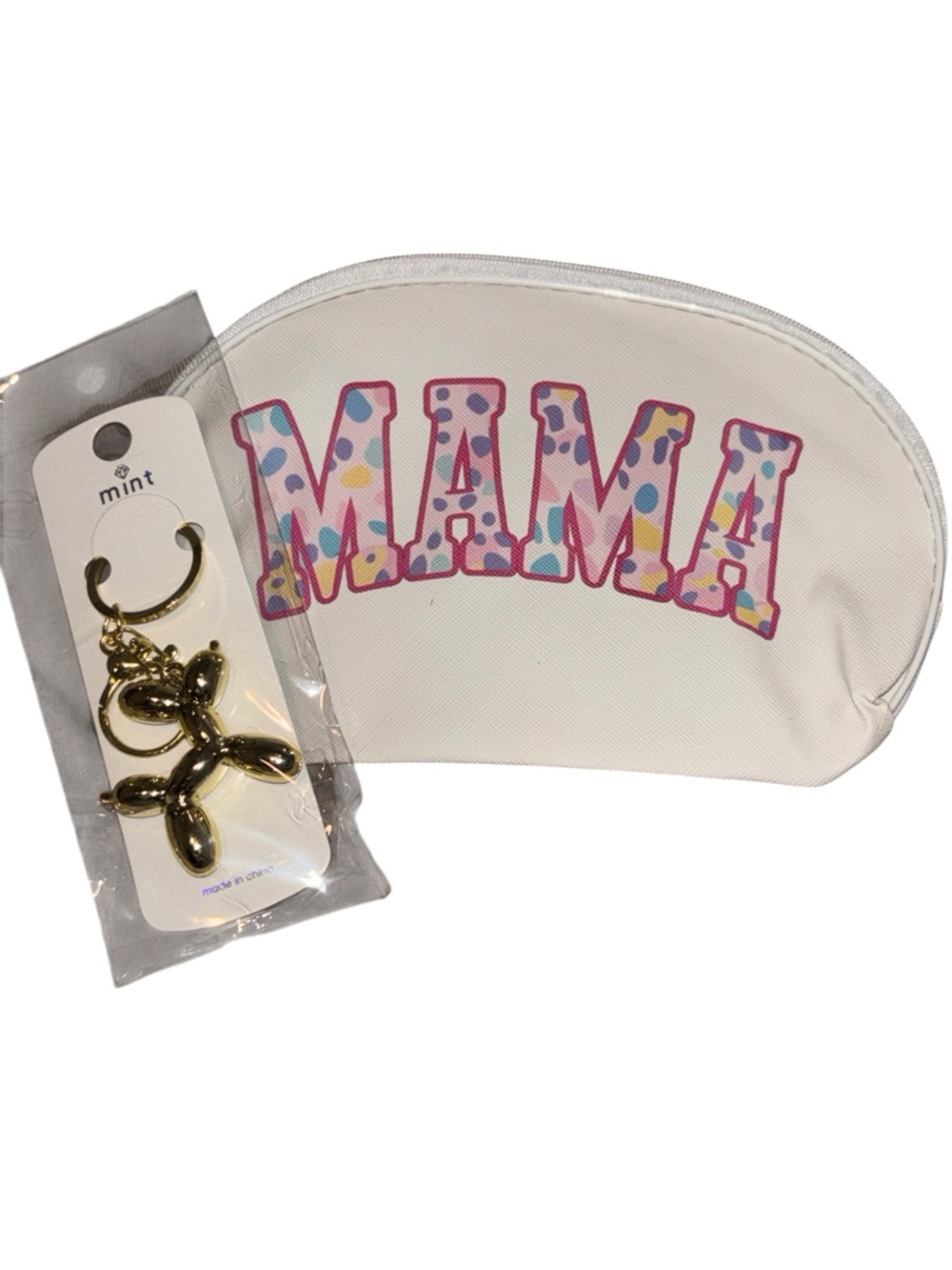 Mama cream Cosmetic Bag Balloon Dog Keychain Gift Set Makeup Pouch NWT